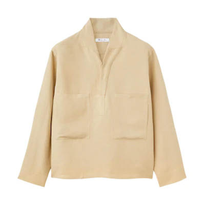 Loro Piana Biwa Overshirt Beige Loose-Fit V-Neck Jacket FAN6945-D06V