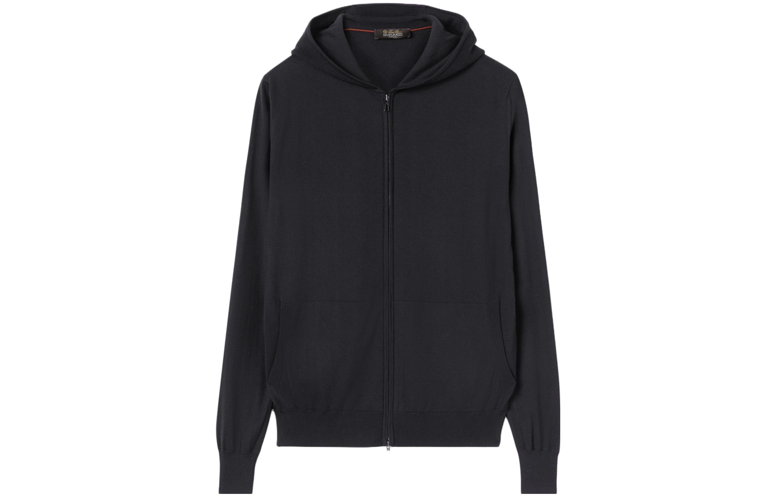 Loro Piana Black Zip-Up Baseball Collar Long Sleeve Jacket FAG1950-W000