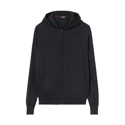 Loro Piana Black Zip-Up Baseball Collar Long Sleeve Jacket FAG1950-W000