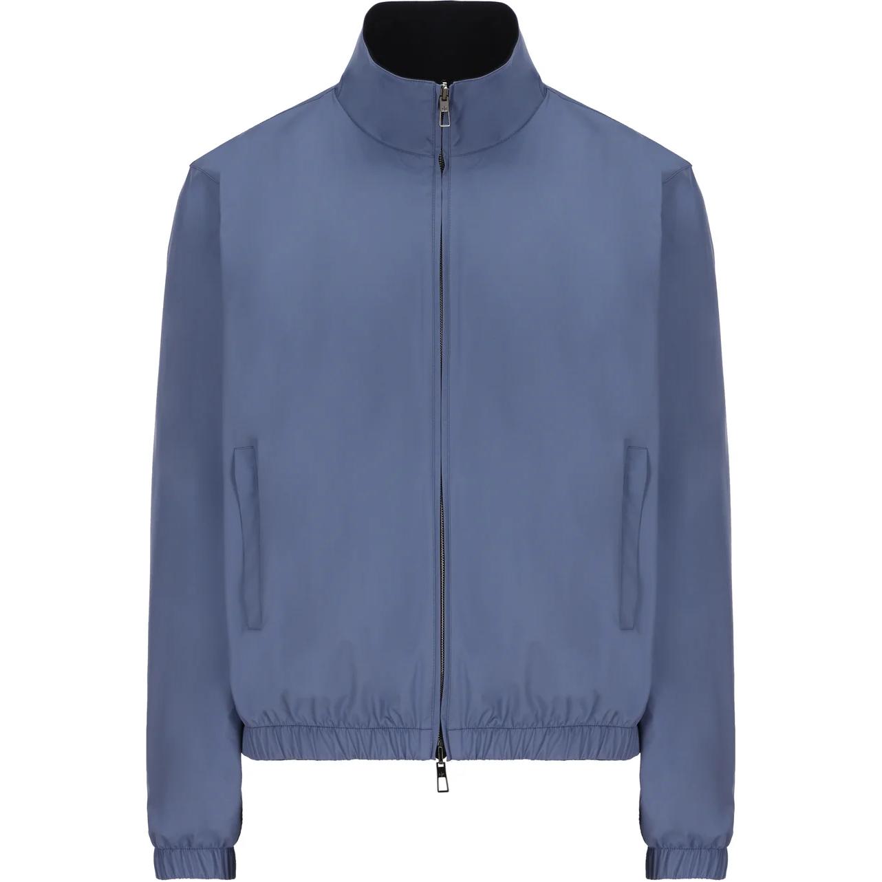 Loro Piana Blue Solid Zipper Stand Collar Jacket FAF8466-B2ZJ