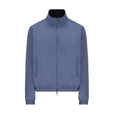 Loro Piana Blue Solid Zipper Stand Collar Jacket FAF8466-B2ZJ