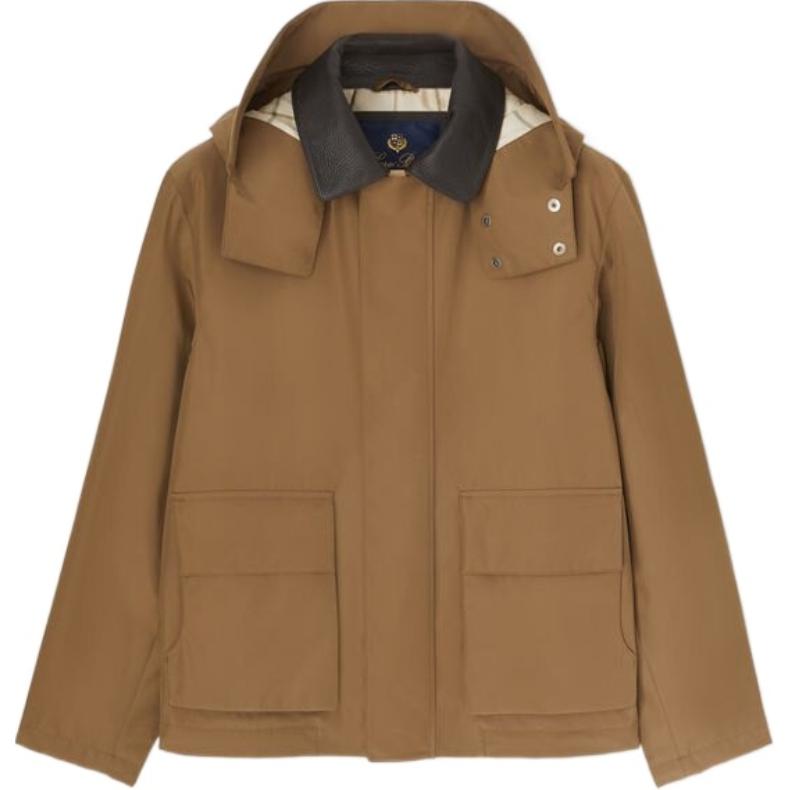 Loro Piana Brown Solid Hooded Zip-Up Slim Fit Jacket FAM7686-H08E