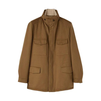 Loro Piana Brown Solid Turtleneck Full-Zip Jacket Sweater FAM0542-E09K