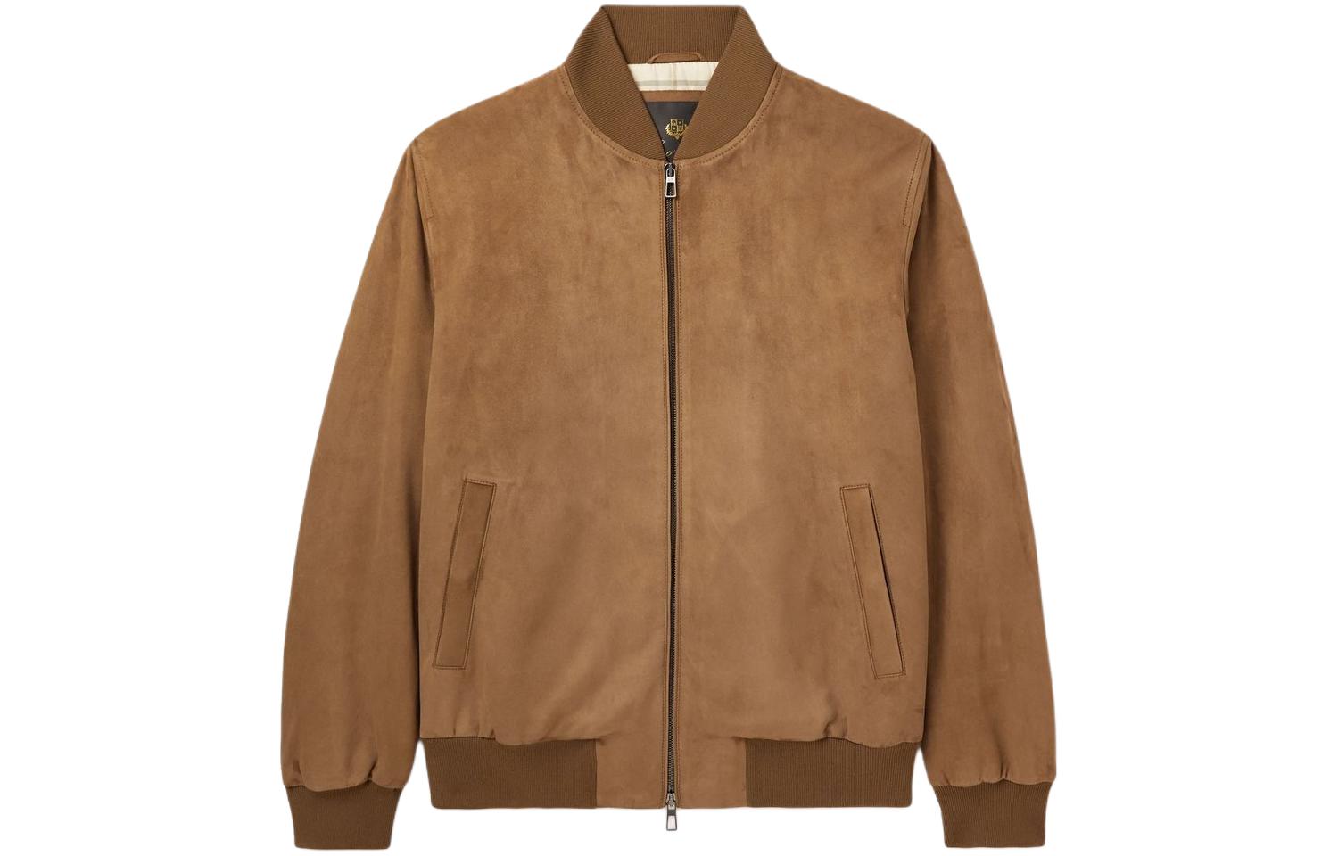 Loro Piana Brown Zip-Up Bomber Jacket with Baseball Collar FAM4591-H0CH
