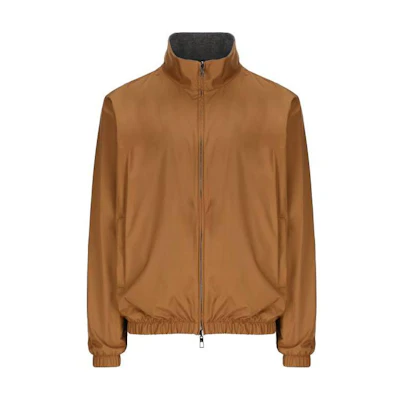 Loro Piana Brown Zip-Up Stand Collar Loose-Fit Jacket FAF8466-B3PU