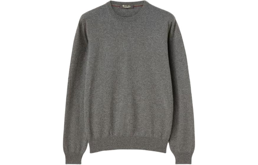 Loro Piana Classic Crew Neck Solid Grey Long Sleeve Sweatshirt FAN1201-M006