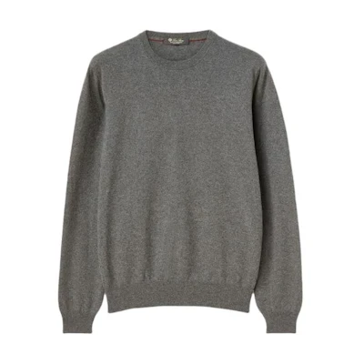 Loro Piana Classic Crew Neck Solid Grey Long Sleeve Sweatshirt FAN1201-M006