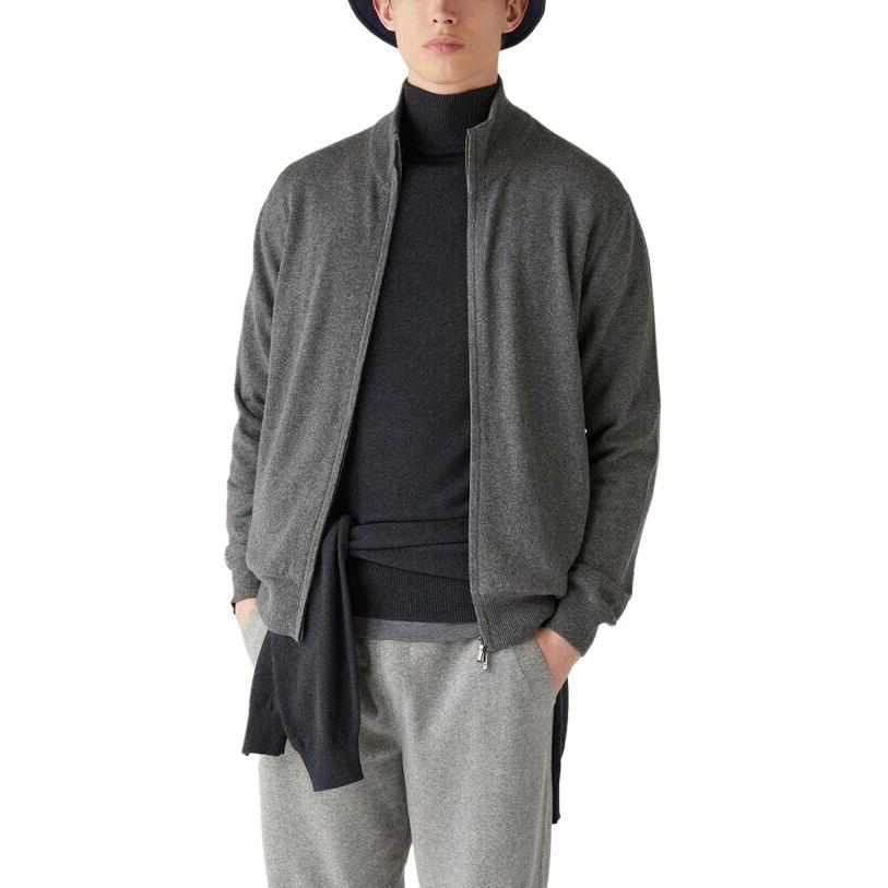 Details for Chaqueta Bomber Clásica Gris Loro Piana para Hombre - Manga Larga Casual. FAM9318-M006