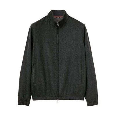 Loro Piana Dark Gray Zip-Up Collared Long-Sleeve Jacket FAL3224-B4A3