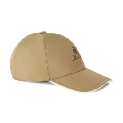 Loro Piana Embroidered Logo Polyester Cotton Cap Khaki for Men. FAB1977B3FE