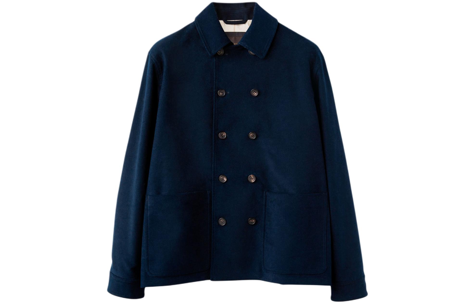 Loro Piana Esashi Double-Breasted Jacket Blue Long Sleeve Blazer FAN9978-W0Y6