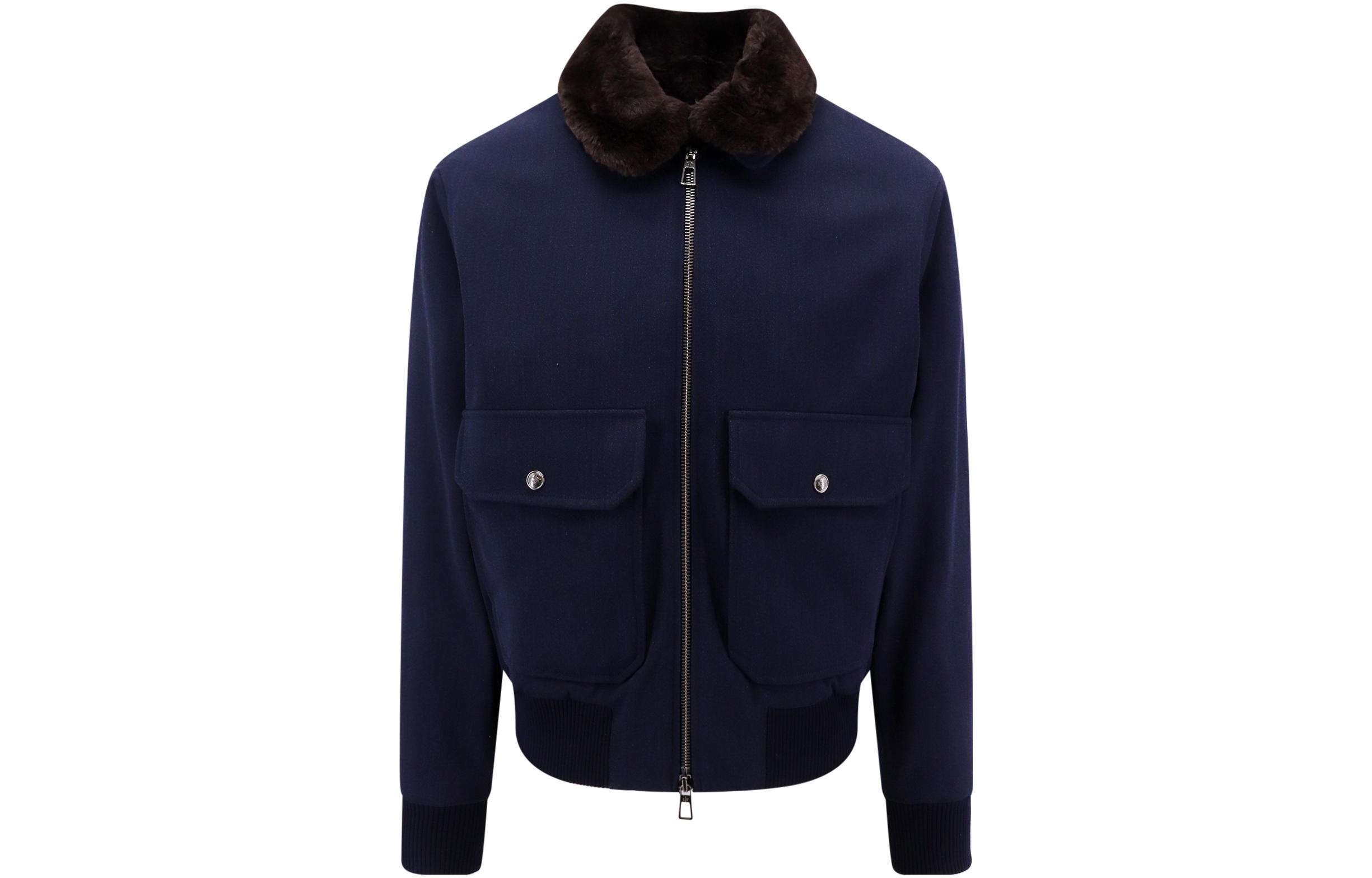 Loro Piana Fitted Solid Color Zip-Up Long Sleeve Jacket Blue FAN1922W0XH