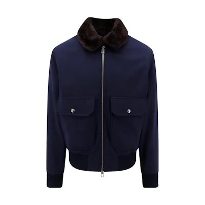 Loro Piana Fitted Solid Color Zip-Up Long Sleeve Jacket Blue FAN1922W0XH