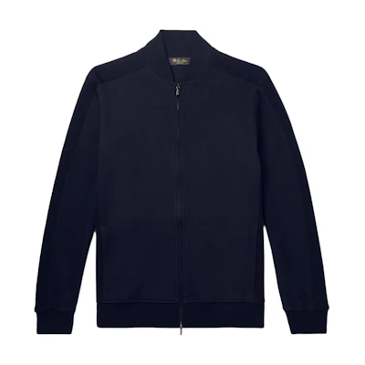 Loro Piana FW22 Solid Navy Blue Zipper Jacket FAL7124W000