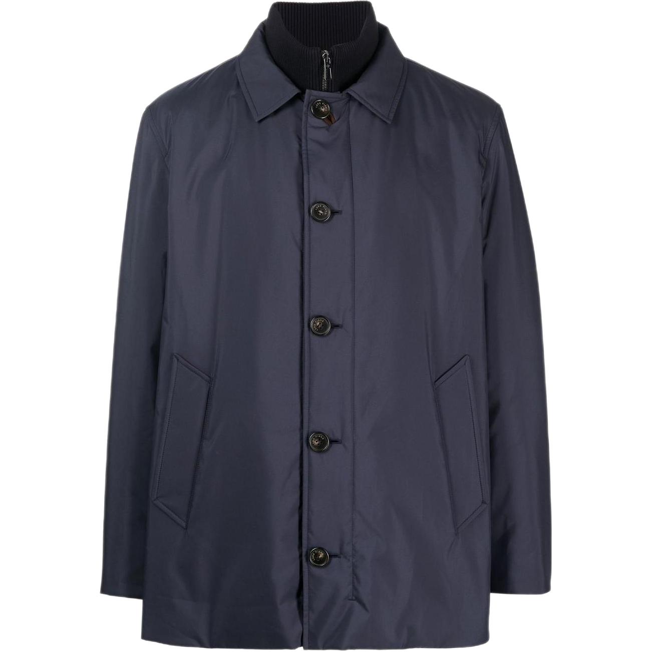 Loro Piana FW22 Solid Single-Breasted Collar Jacket Navy Blue () FAM5070W000