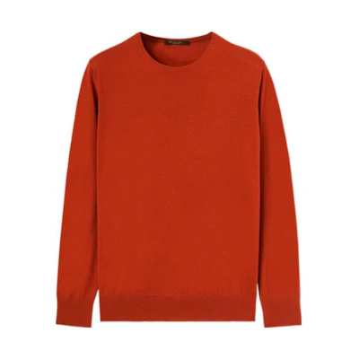 Loro Piana FW23 Red Solid Crewneck Pullover Sweater Long Sleeve FAI1916L515