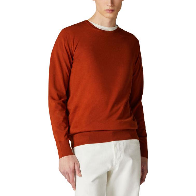 Shop Loro Piana FW23 Sweater Merah Solid Crewneck Lengan Panjang. FAI1916L515