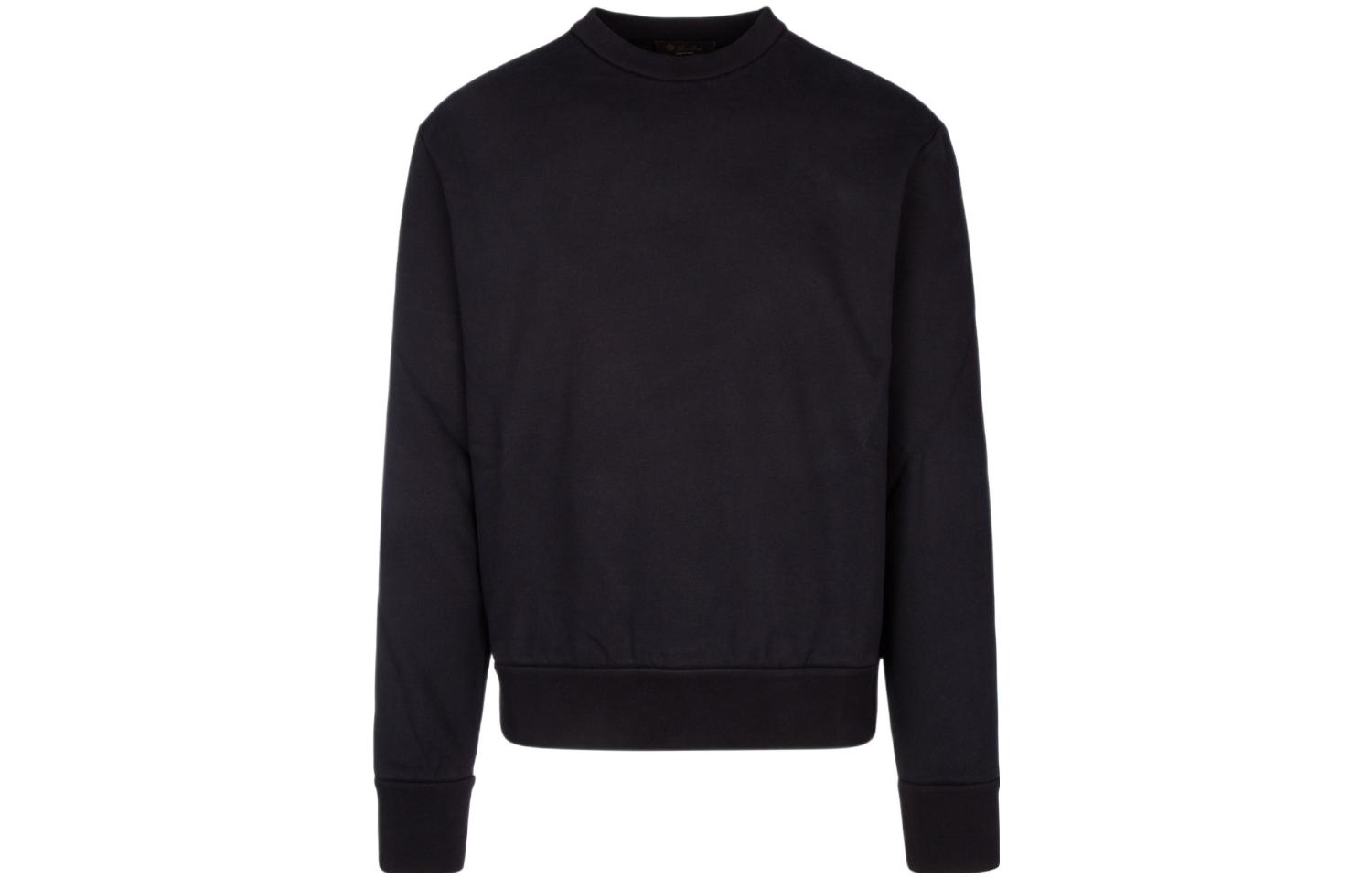 Loro Piana FW23 Border Crewneck Pullover Sweatshirt Black () FAN2962W000