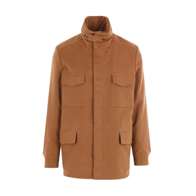 Loro Piana FW23 Brown Monochrome Mockneck Button Long-Sleeve Jacket FAN4456HOHL
