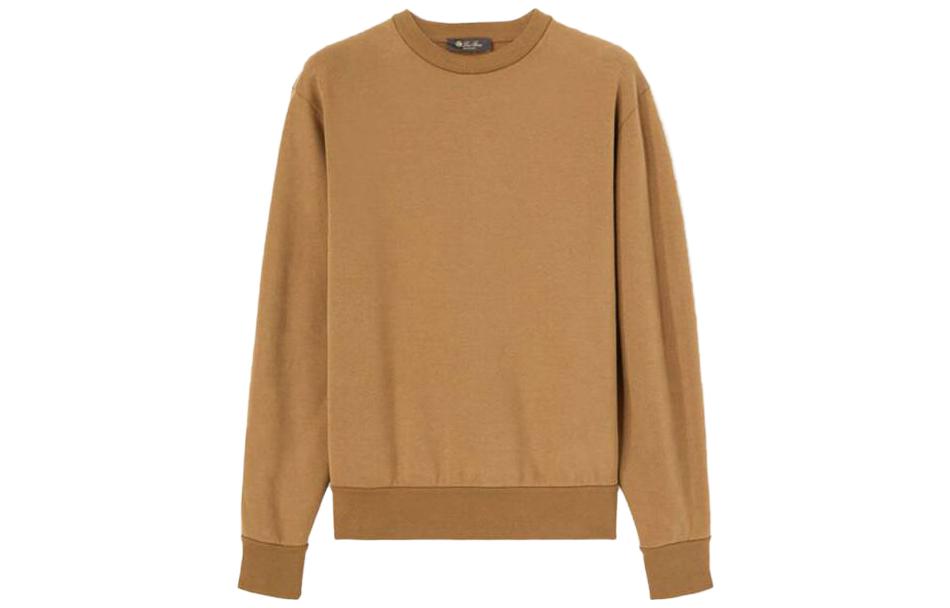 Loro Piana FW23 Camel Crewneck Pullover Sweatshirt Solid Color FAN2962E09K