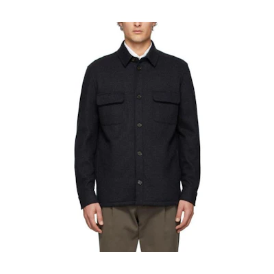 Loro Piana FW23 Solid Color Single-Breasted Long-Sleeve Jacket Men’s Black FAL3156BZ80