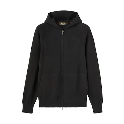 Loro Piana FW23 Solid Oversized Hoodie Jacket Black FAM1820-MB97