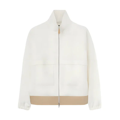 Loro Piana FW23 White Zip-Up Stand Collar Jacket FAM7704B2YU