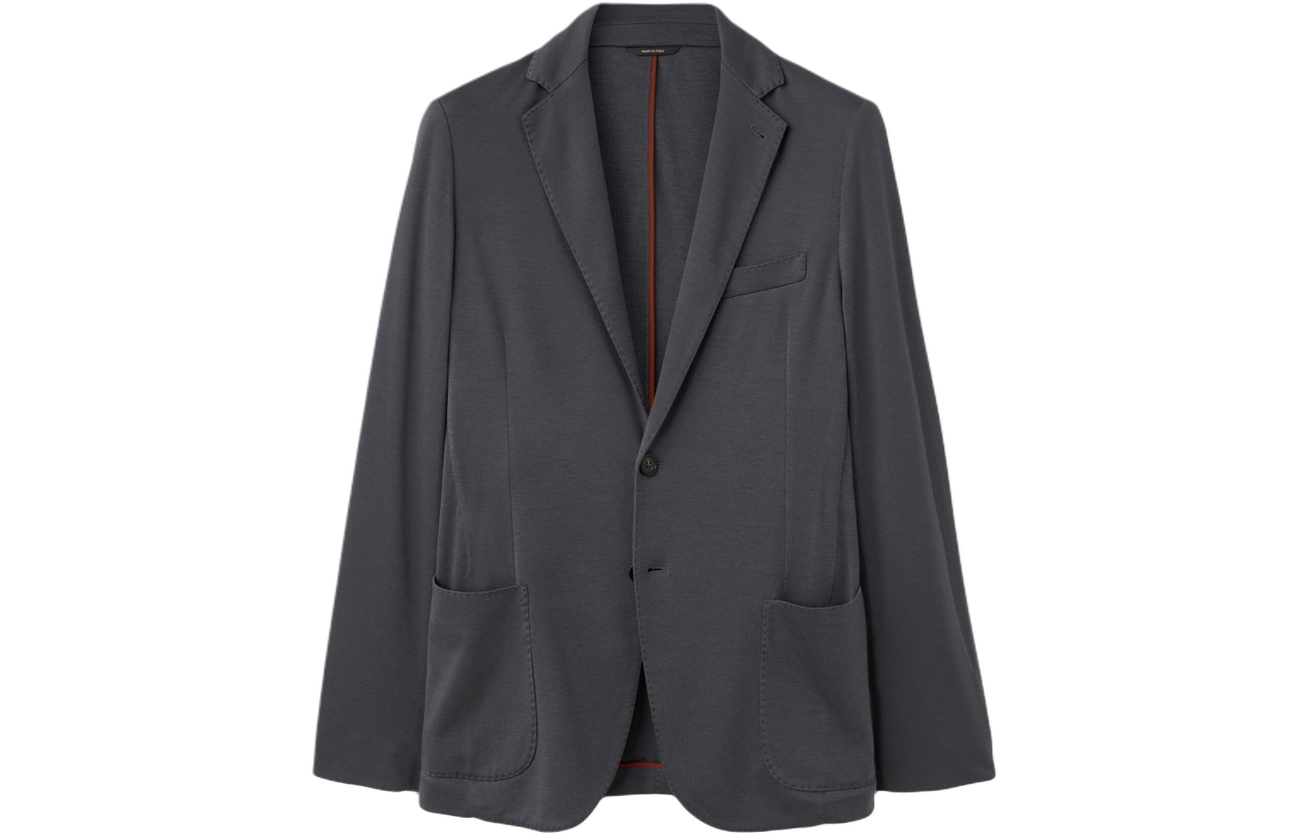 Loro Piana Gray Solid Slim Fit Single-Breasted Sweater Jacket FAL7650-M0JI