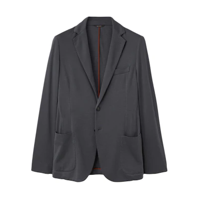 Loro Piana Gray Solid Slim Fit Single-Breasted Sweater Jacket FAL7650-M0JI
