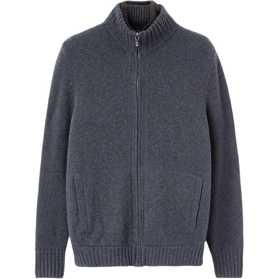 Loro Piana Gray Zippered Stand Collar Bomber Jacket FAM3908-M047