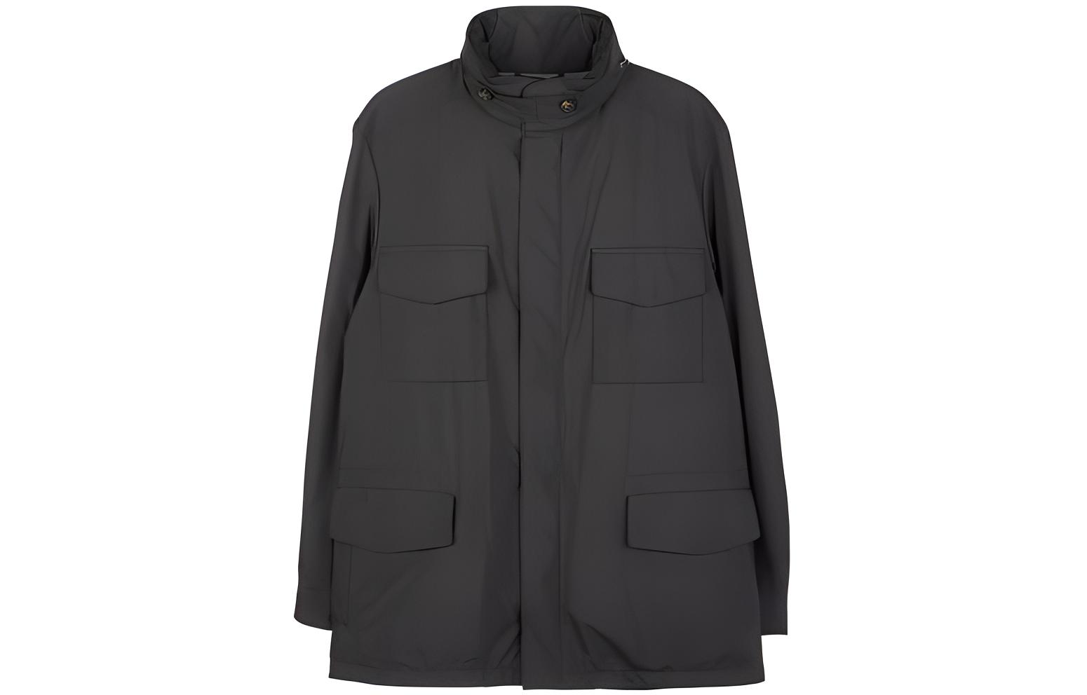 Loro Piana Grey Zip-Up Jacket with Stand Collar FAI1437M644