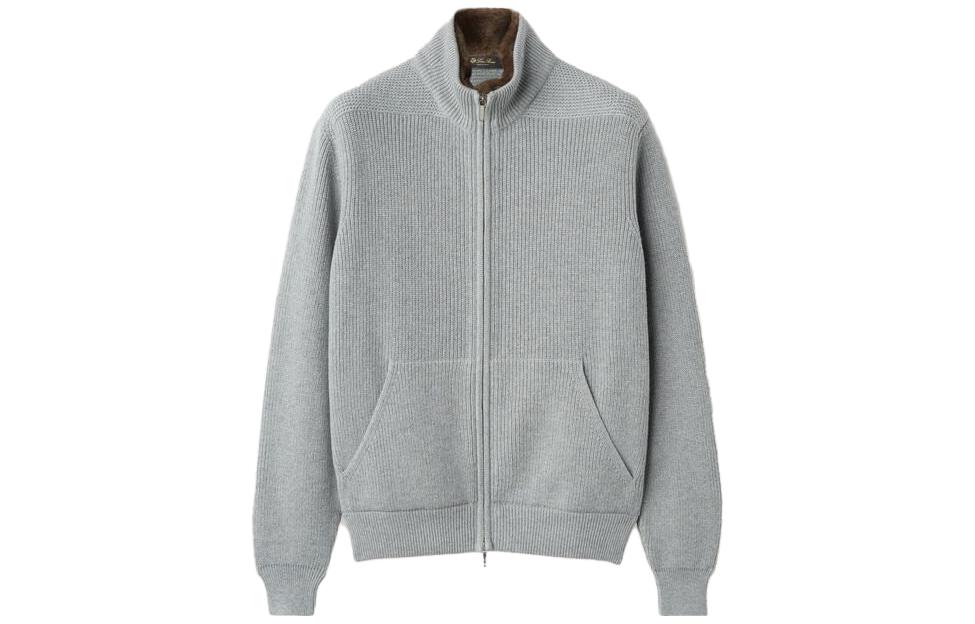 Loro Piana Greymouth Bomber Jacket Grey Zip-Up Flight Jacket FAN2358-M0M8