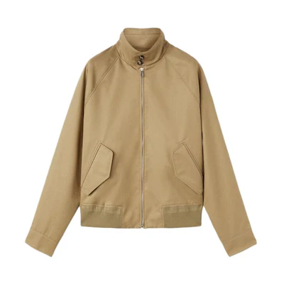 Loro Piana Hino Bomber Khaki Zip-Up Collar Jacket Long Sleeve FAN6701-B3WH