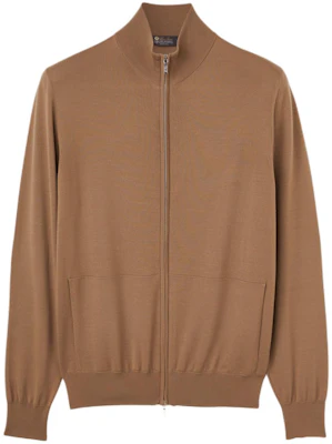 Loro Piana Iconic Khaki Zip-Up Jacket with Stand Collar FAO0619-D0IZ Buy Loro Piana Iconic Khaki Zip-Up Jacket with Stand Collar FAO0619-D0IZ