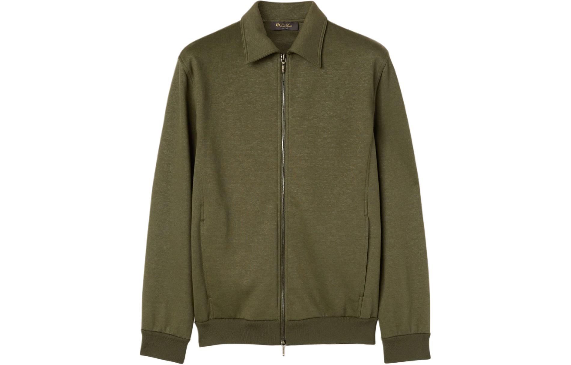 Loro Piana Kawaguchi Bomber Jacket Green Zip-Up Jacket with Collar FAN8385-50W5