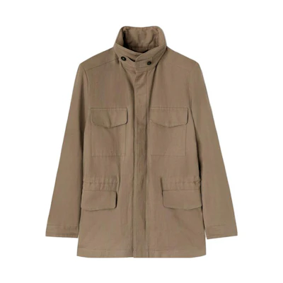 Loro Piana Khaki High-Neck Full-Zip Jacket FAM9481H0HG