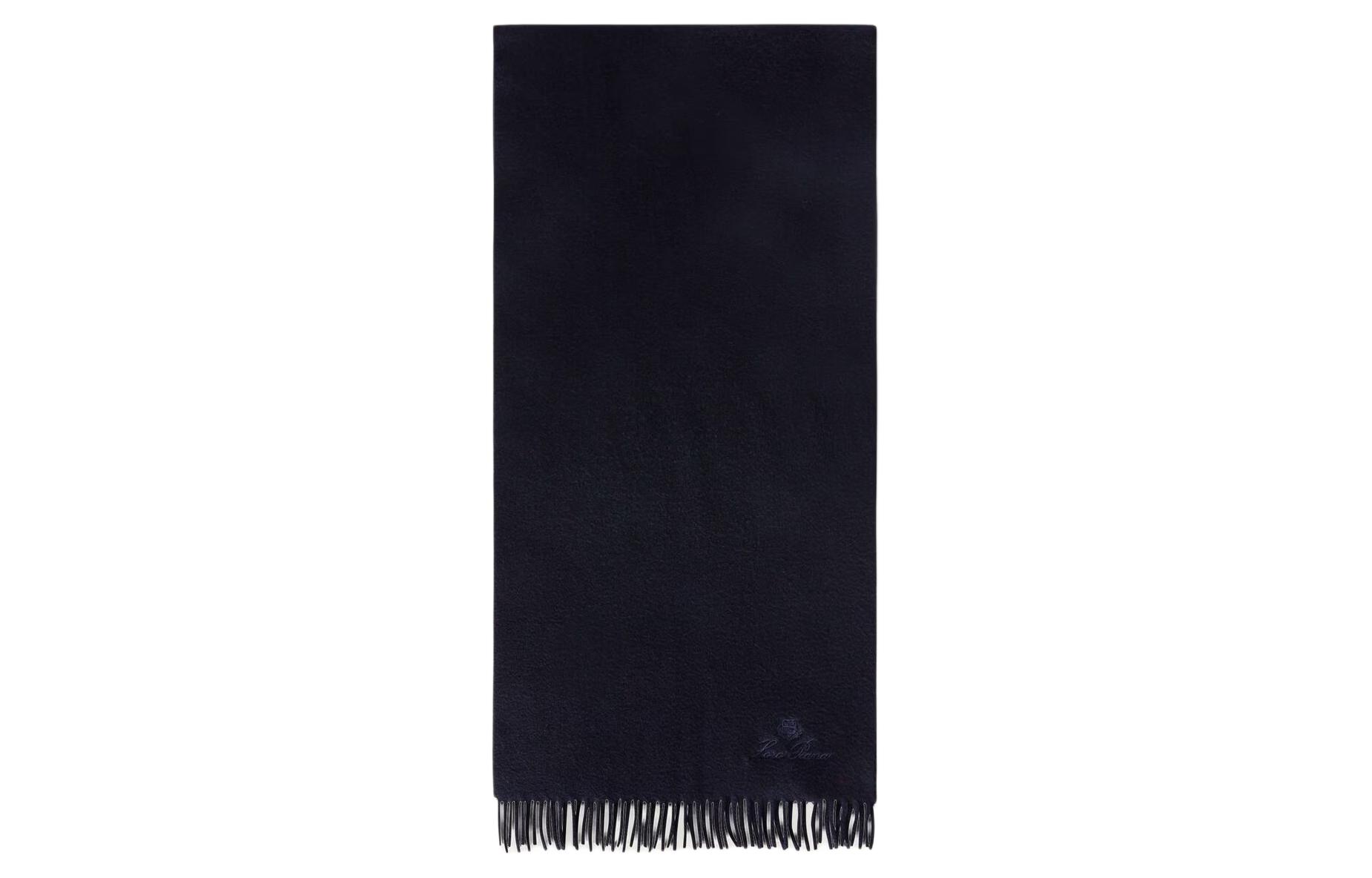 Loro Piana Logo Design Wool Scarf Blue for Men. FAN4410W000