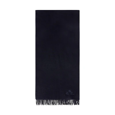Loro Piana Logo Design Wool Scarf Blue for Men. FAN4410W000