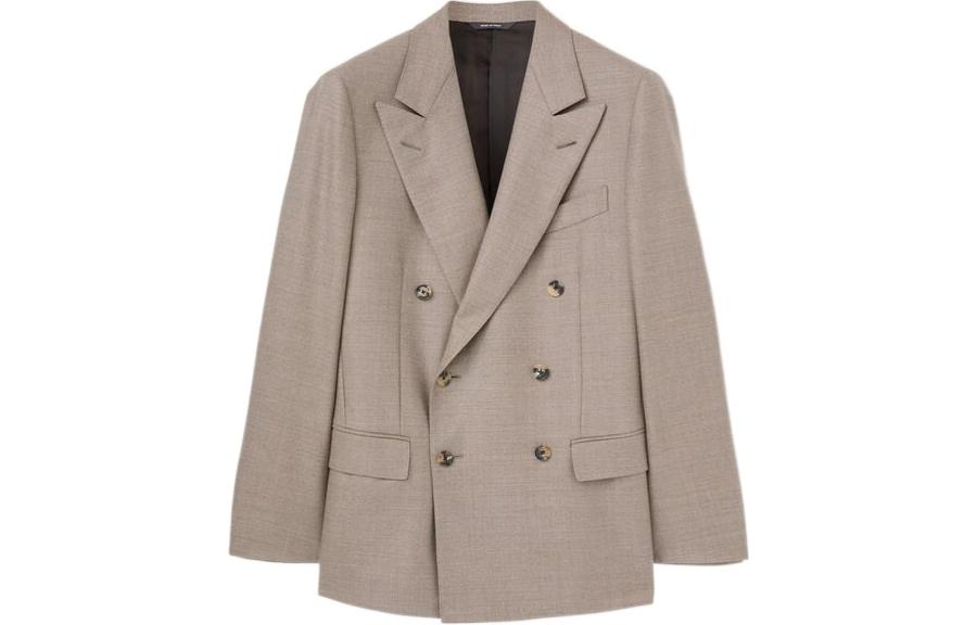 Loro Piana Milano Gray Double-Breasted V-Neck Blazer Jacket FAO0586-D0KU