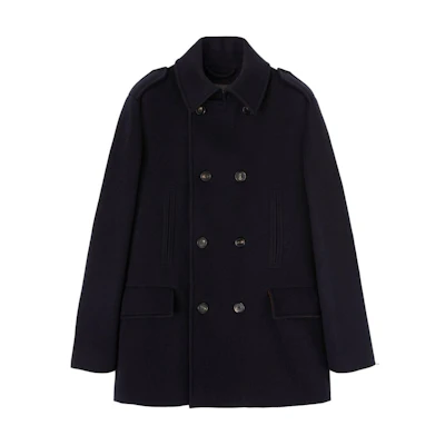 Loro Piana Navy Blue Double-Breasted Long Sleeve Jacket FAN4435-W000
