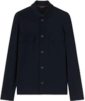 Loro Piana Navy Blue Plain Shirt-Style Button-Up Jacket FAM0483-W000 Loro Piana Navy Blue Plain Shirt-Style Button-Up Jacket FAM0483-W000