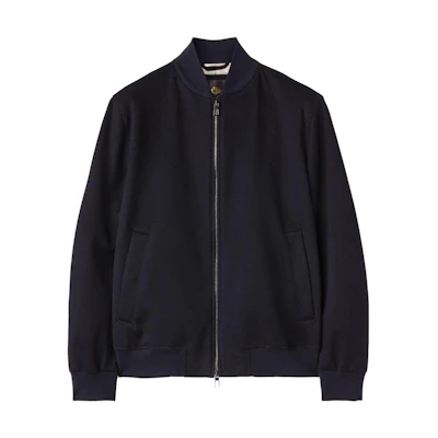 Loro Piana Navy Blue Solid Long-Sleeve Zipper Pocket Jacket FAM5076W000