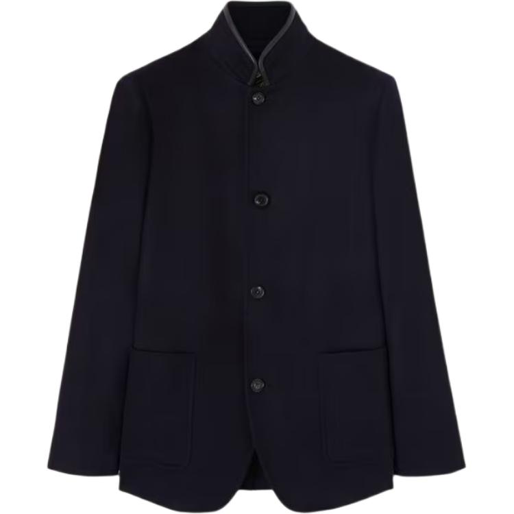 Loro Piana Navy Blue Stand Collar Single-Breasted Jacket FAM7638W000