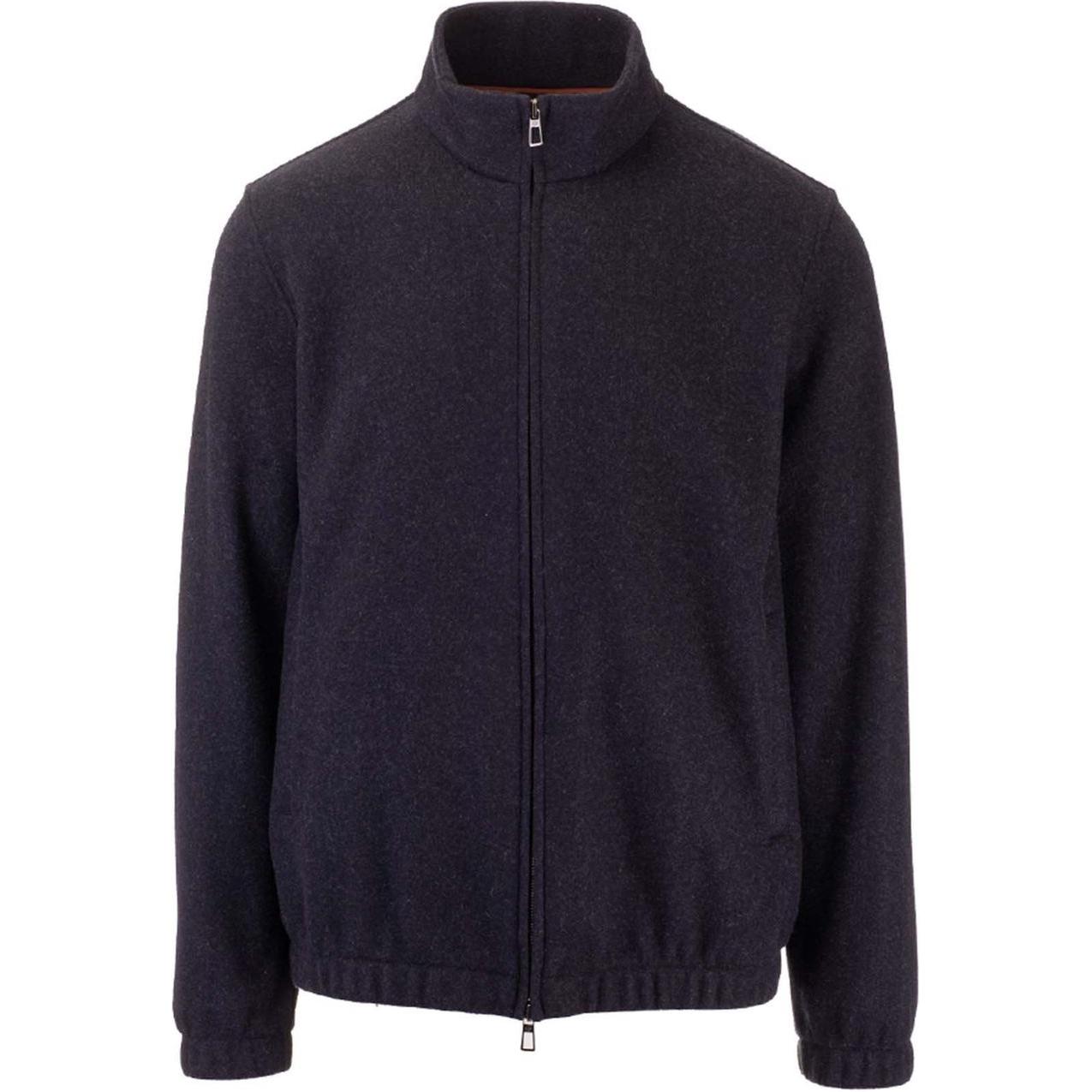 Loro Piana Navy Blue Zip-Up High-Neck Jacket FAL3224BZ80