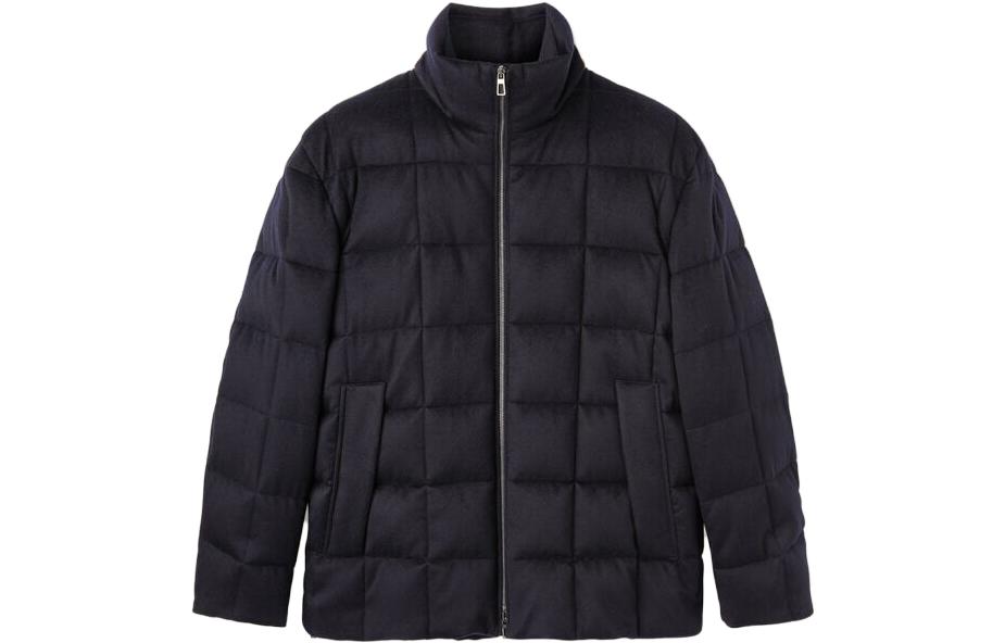 Loro Piana Navy Blue Zip-Up High Collar Jacket FAN1979-W000