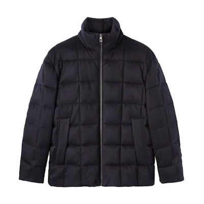 Loro Piana Navy Blue Zip-Up High Collar Jacket FAN1979-W000