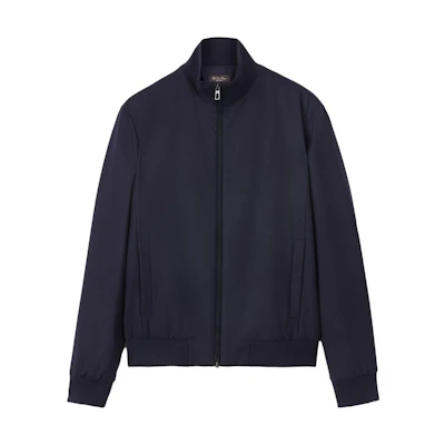 Loro Piana Navy Solid Zip-Up Long-Sleeve Jacket FAL0289-W000