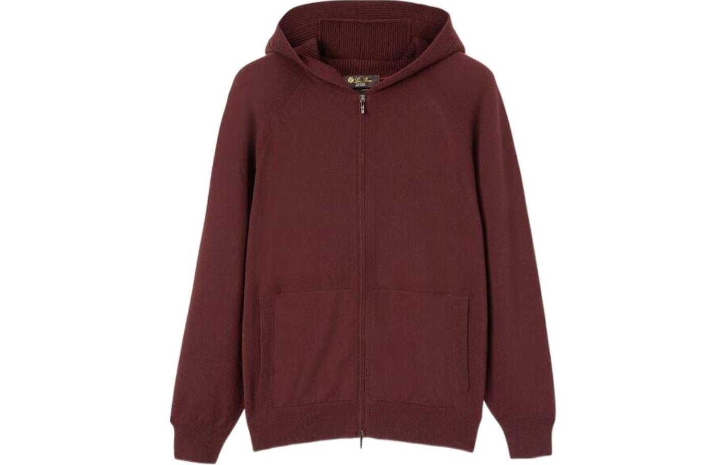 Loro Piana Red Pilot Jacket - Solid Color Hooded Zip-Up Long Sleeve FAM5078-Q060