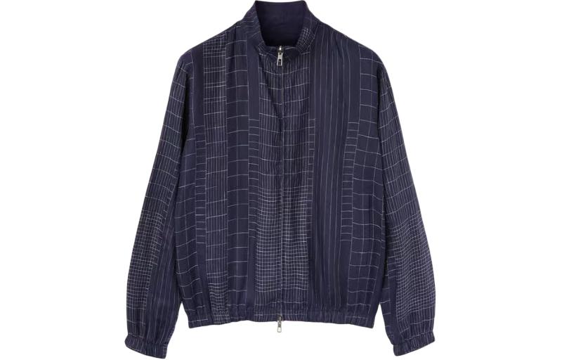 Loro Piana Reversible Zip-Up Jacket Dark Blue Long-Sleeve FAN6936-B3ZC