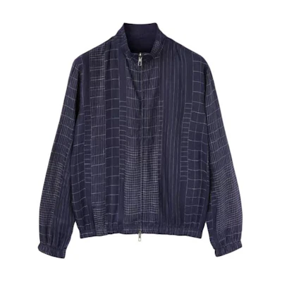Loro Piana Reversible Zip-Up Jacket Dark Blue Long-Sleeve FAN6936-B3ZC